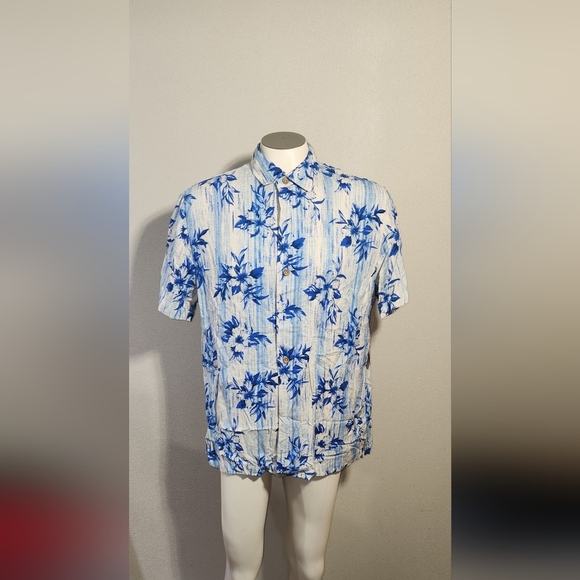 New Paradise Collection Button up Short Sleeve 100% Silk - Picture 1 of 6